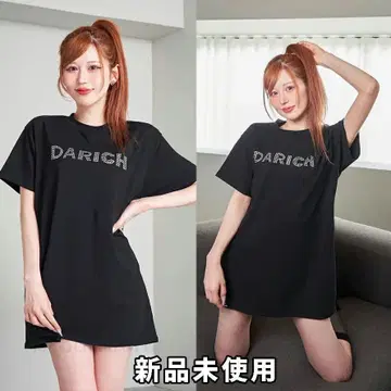 다리치 darich 로고 빅 티셔츠 미니 원피스 블랙