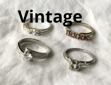 빈티지 실버 반지 묶음 판매 4개 쇼와 레트로 지르코니아