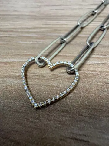 비쥬 드 엠 하트 체인 다이아몬드 목걸이 골드