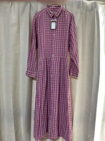 이치 앤티크 깅엄 핑크 드레스 원피스 새상품