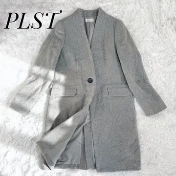 PLST 울 모사 칼라리스 코트 노카라 그레이 S