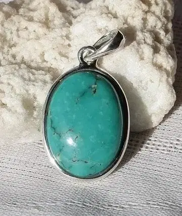 터키석 오벌 카보숑 실버 펜던트 339