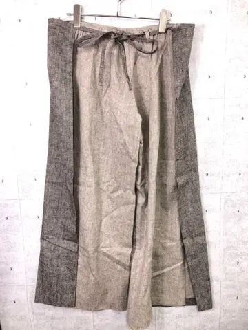 SWANY 카마쿠라 구제 의류 허리 리본 바이컬러 랩 디자인 와이드 팬츠