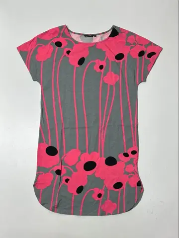 마리메꼬 원피스 반팔 그레이/핑크 꽃무늬 XS 사이즈