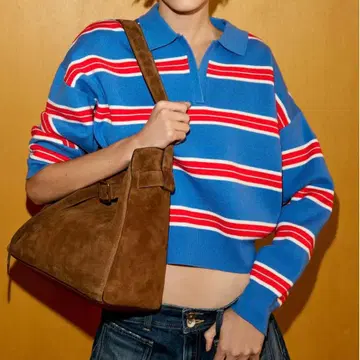 ZARA 스트라이프 패턴 폴로 니트