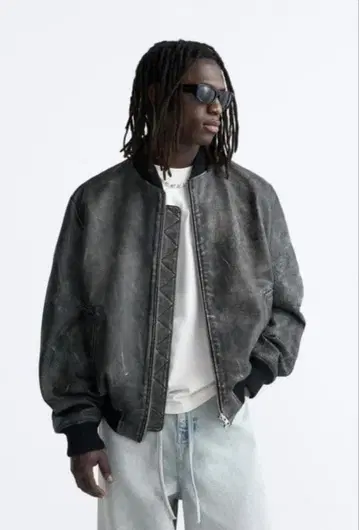 ZARA 빈티지 이펙트 가죽 봄버 자켓