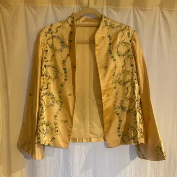 새틴 자수 자켓 핑크