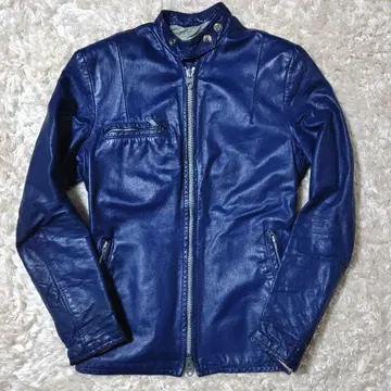 70년대 Brimaco 라이더 자켓 블루 가죽 싱글