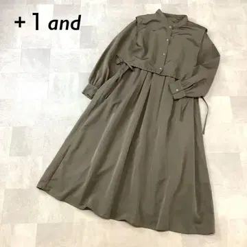 +1and 2way 디자인 셔츠 롱 원피스 노카라 브라운