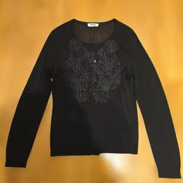 MOSCHINO 블랙 꽃 장식 가디건