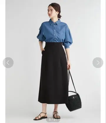 미라 오웬 소매 볼륨 M 자수 데님 셔츠 머신 워셔블