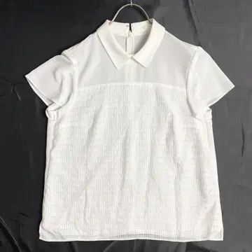 새상품급 AMACA 아마카 프렌치 슬리브 셔츠 블라우스 반팔 화이트 40