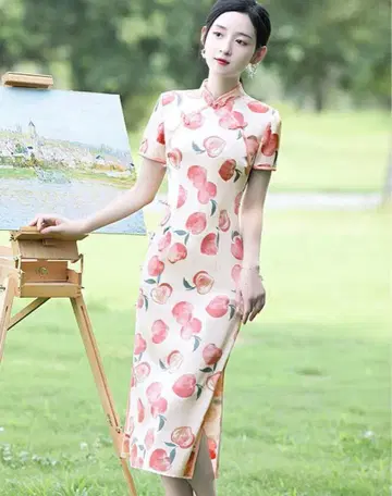 피치 차이나 드레스 할로윈 복숭아 코스프레 분장