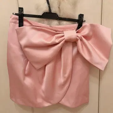 빅 리본 새틴 스커트 핑크 40