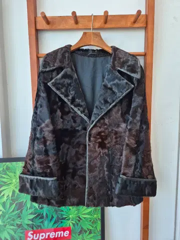 (JPN VTG)송치 퍼 코트 자켓 다크브라운,블랙 믹스