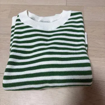 [ 새상품급 ] 무인양품 보더 니트 그린 M 사이즈 여성