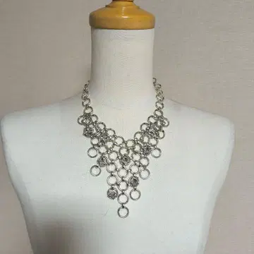 소니아 리키엘 비브 목걸이 실버 큐빅 빈티지