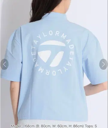 TaylorMade 스카이블루 서클 로고 모크넥 반팔 티셔츠
