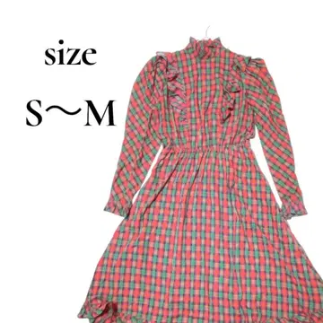 Camp Jones California 체크 무늬 프릴 롱 원피스