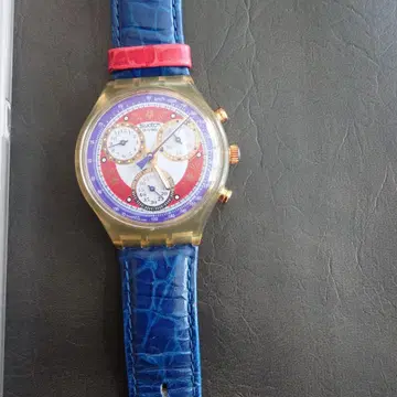 SWATCH 크로노그래프 파랑 빨강