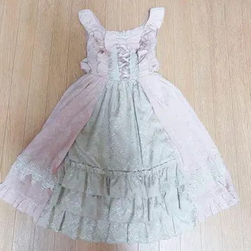 axes femme kawaii 로코코 오버롤 스커트 핑크