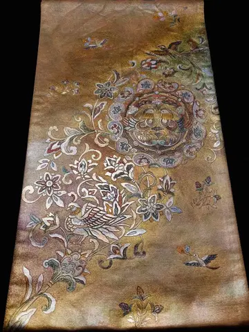 [새상품급] 후쿠로 오비 나전 보상화 골드 컬러 오타이코 무늬