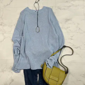 프레임워크 크루넥 긴팔 니트 블루 풀오버