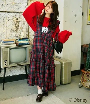 [ 틸과 레트로 ] 모듬 티어드 프릴 오버롤 스커트