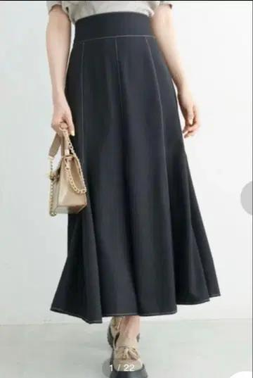 FREE'S MART 배색 스티치 백 레이스업 스커트