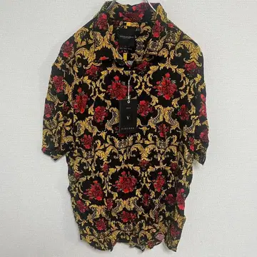 VISCOSE 꽃무늬 반팔 하와이안 셔츠 꽃무늬 데님 앤 플라워