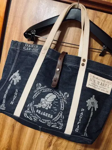 토이즈 맥코이 인디고 토트백 USN 스텐실