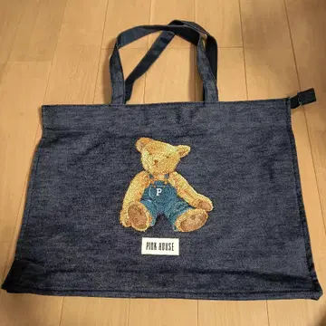 PINK HOUSE 테디베어 자수 토트백 데님 소재 (미사용, 보관품)