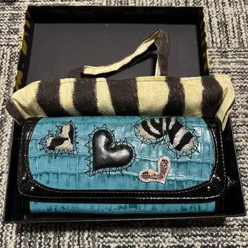 Think Bee! 싱크비 장지갑 하트 형압 터콰이즈 블루