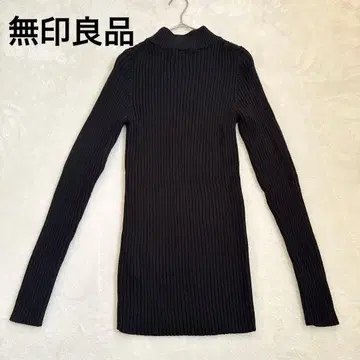 [새상품급] 리브 니트 상의 블랙 M사이즈 긴팔 심플 무인양품
