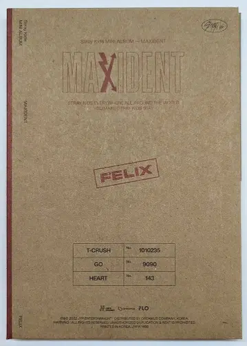 StrayKids 솔로 자켓반 FELIX MAXIDENT FELIX