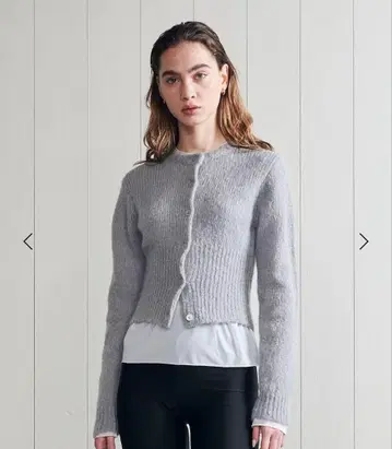 H BEAUTY&YOUTH H 울 모헤어 숏 가디건 그레이