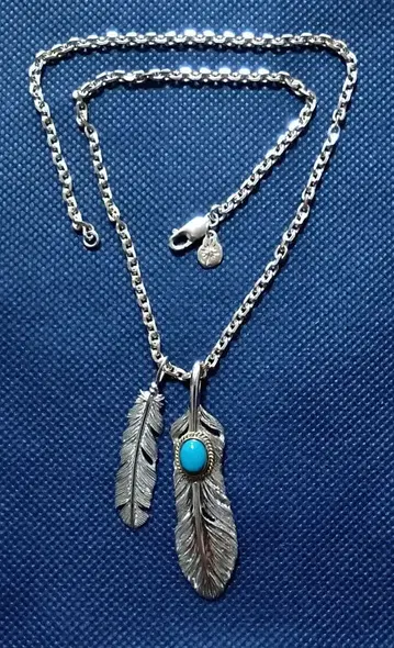 SAAD 사드 터콰이즈 페더 체인 SILVER 925