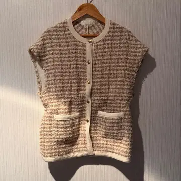 Ballsey 니트 콤비 트위드 프렌치 슬리브 베스트