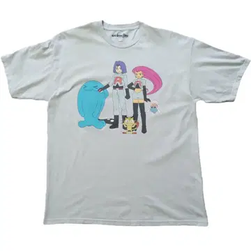 구제 의류 포켓몬스터 T셔츠 XL 라이트 그레이 로켓단 애니메이션T *