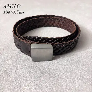 ANGLO 앵글로 메쉬 벨트 천연 가죽 브라운
