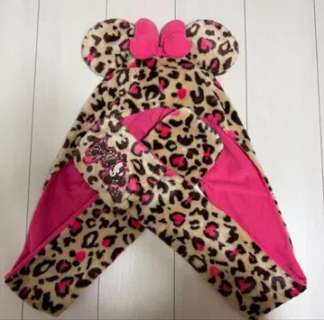 미키 귀 레오파드 무늬 머플러 캡