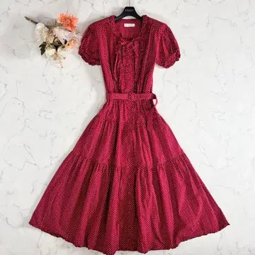 PINK HOUSE 피코프릴 티어드 벨트 도트 원피스