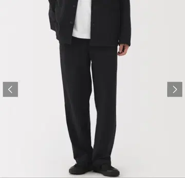 무인양품 가로 세로 스트레치 기모 헤링본 팬츠 (블랙 S)