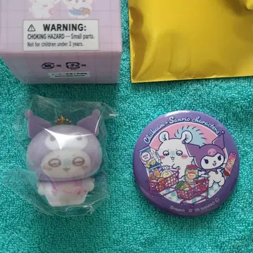 치이카와 x 산리오 슈퍼마켓 캔뱃지 & 마스코트 참 모몽가