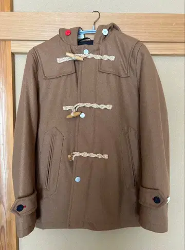 BEAMS 브라운 더플 코트 후드 부착