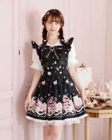 LIZLISA 메니 하트 애프터눈티 패턴 원피스