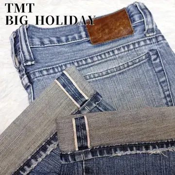 빨간색 셀비지 TMT BIG HOLIDAY 데미지 가공 데님 L