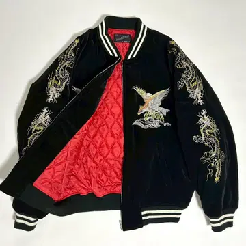 [새상품급] Hoshihime 스카잔 수베니어 자켓 독수리 용 블랙 3L