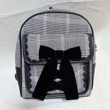 새상품급 axesfemmePOETIQUE 체크 무늬 벨로아 리본 백팩
