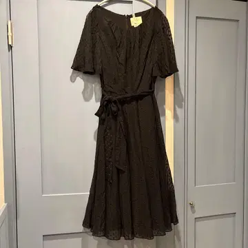 케이트 스페이드 뉴욕 실크 혼방 도트 프렌치 소매 원피스 블랙 L